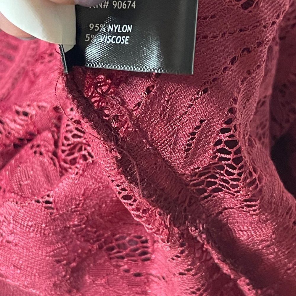 Boston Proper Burgundy Lace Cardigan - Picture 7 of 7